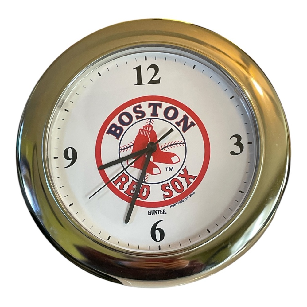 Hunter Silver and White Boston Red Sox Wall Clock